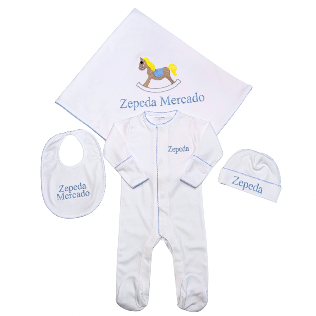 Baby blue & White footie set