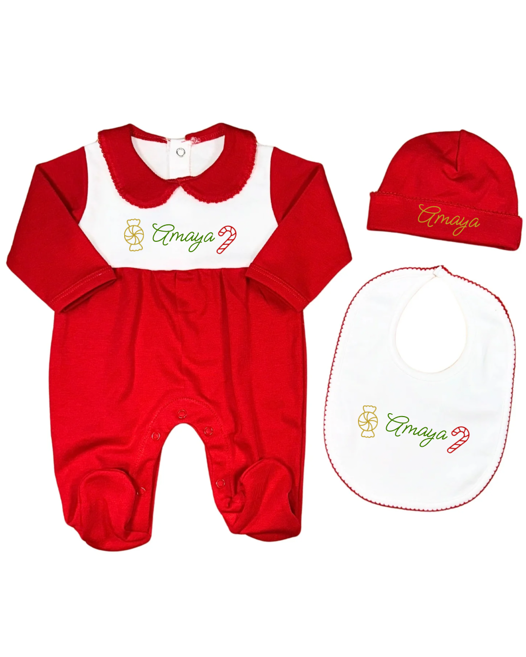 Christmas girl footie set