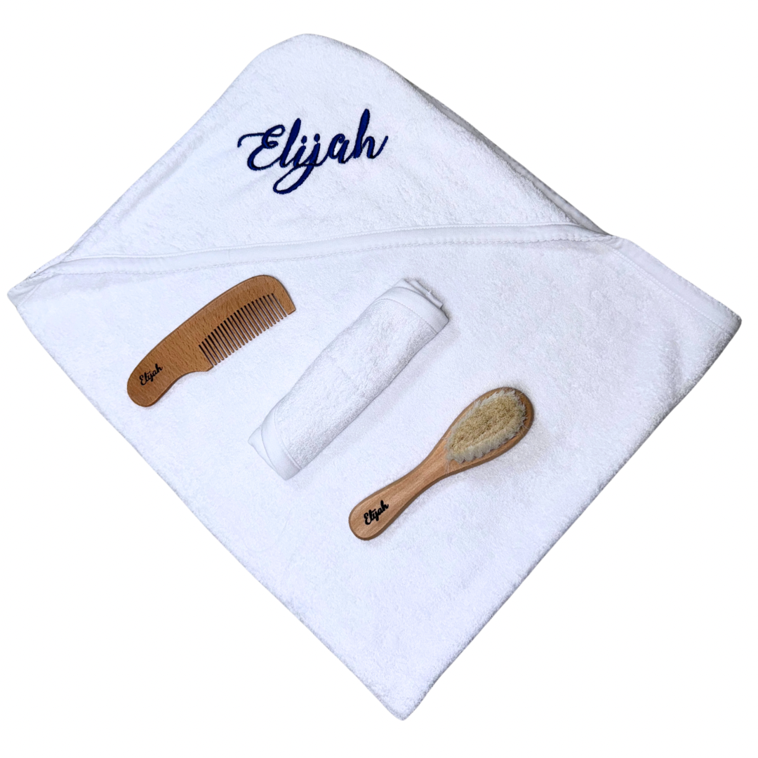 Baby Bath Set Towel & Brush Hair