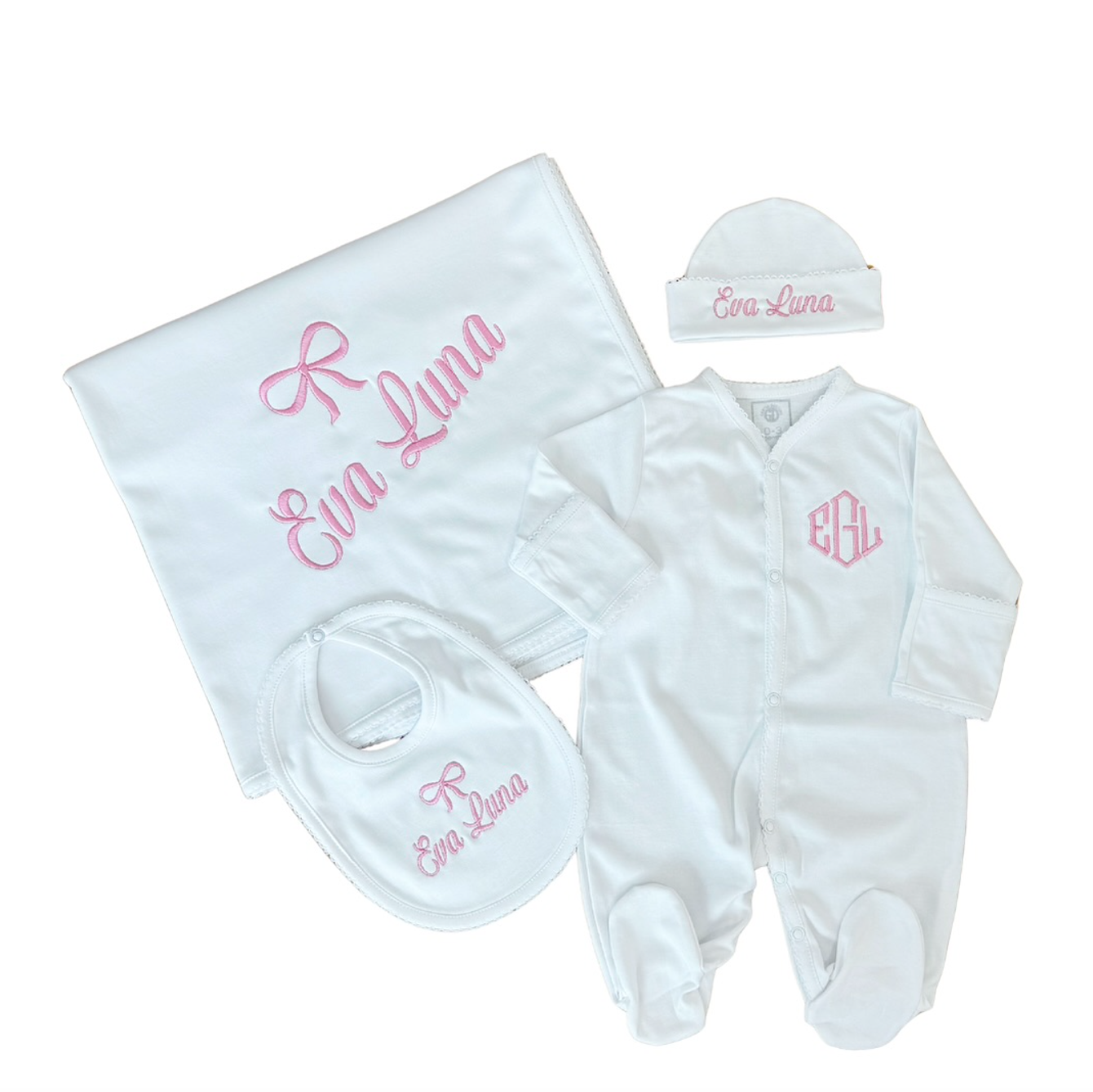 White Pima Cotton Baby Set