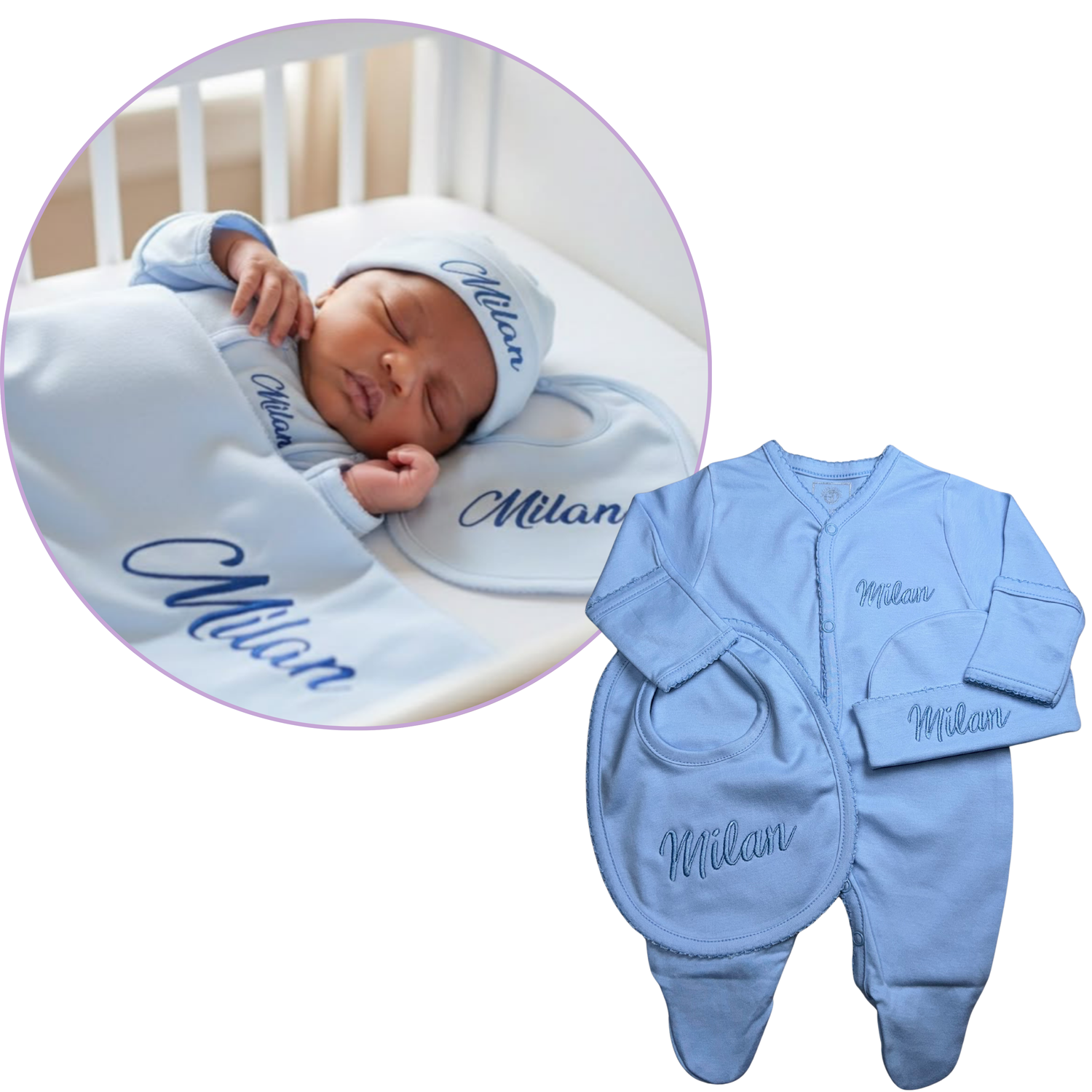Sky Blue Pima Cotton Baby Set