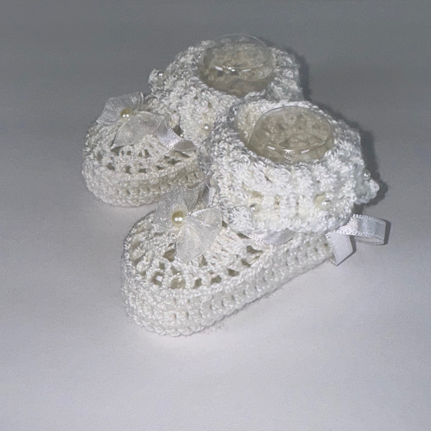 White with bow Knit Shoes