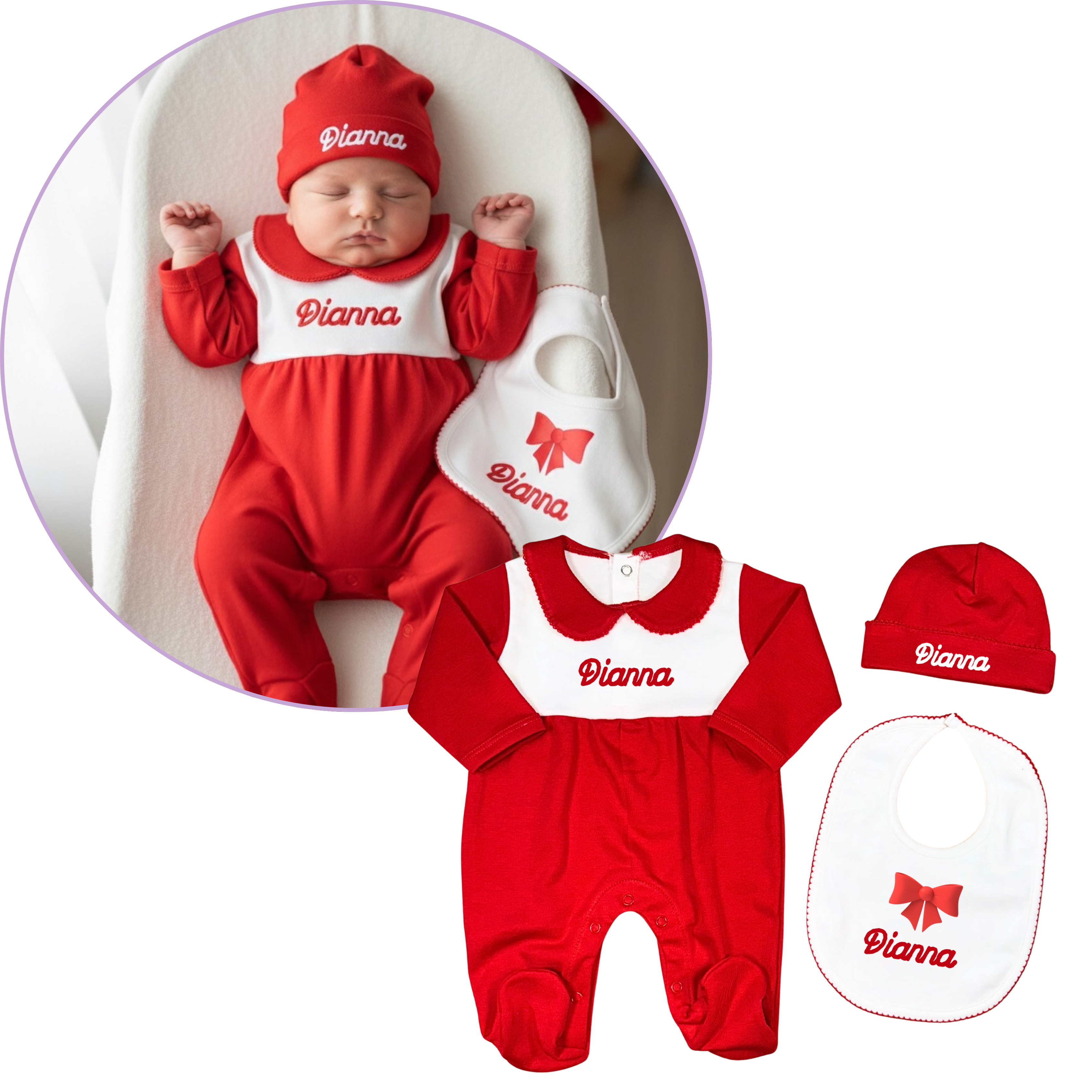 White & Red footie set