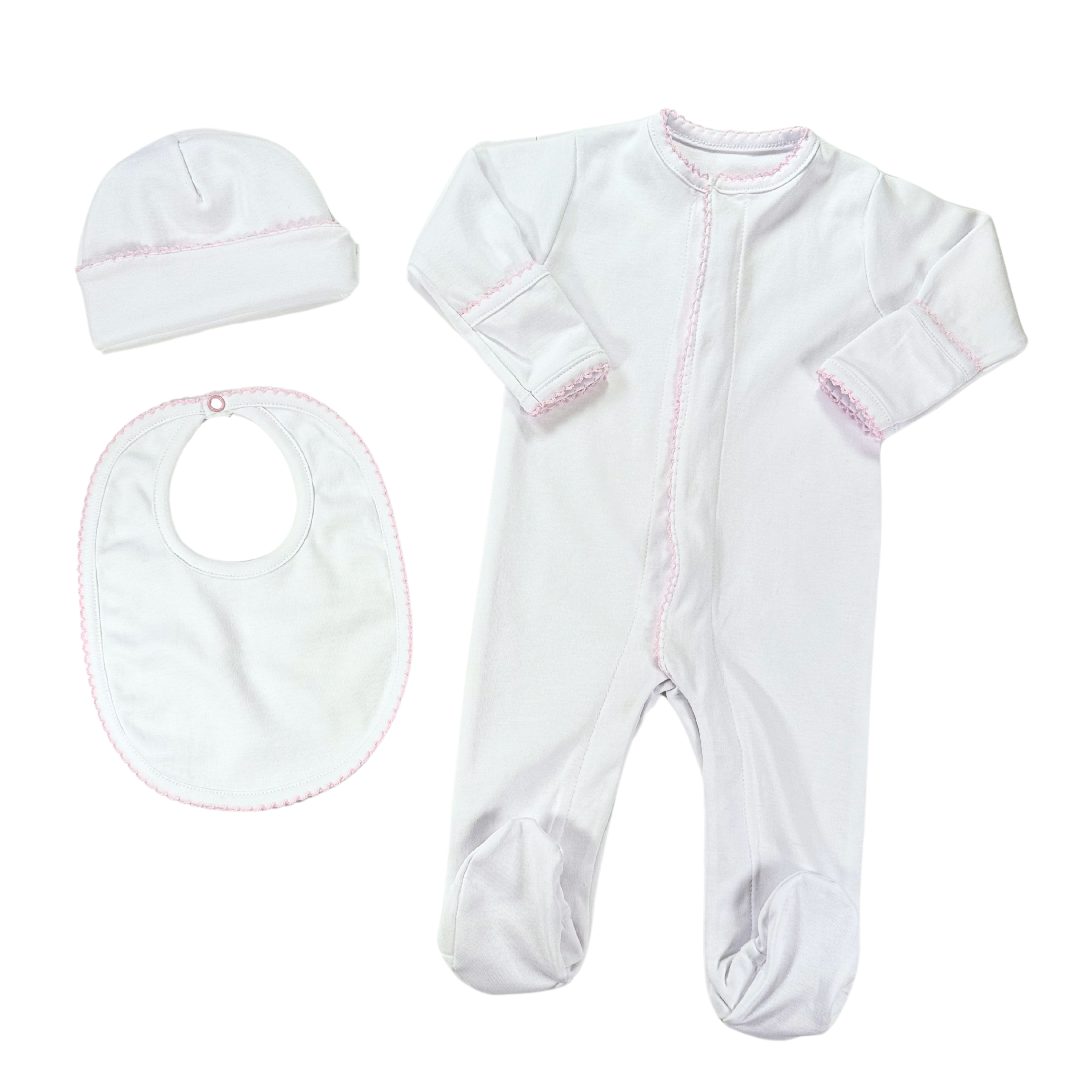 Pink & White footie set