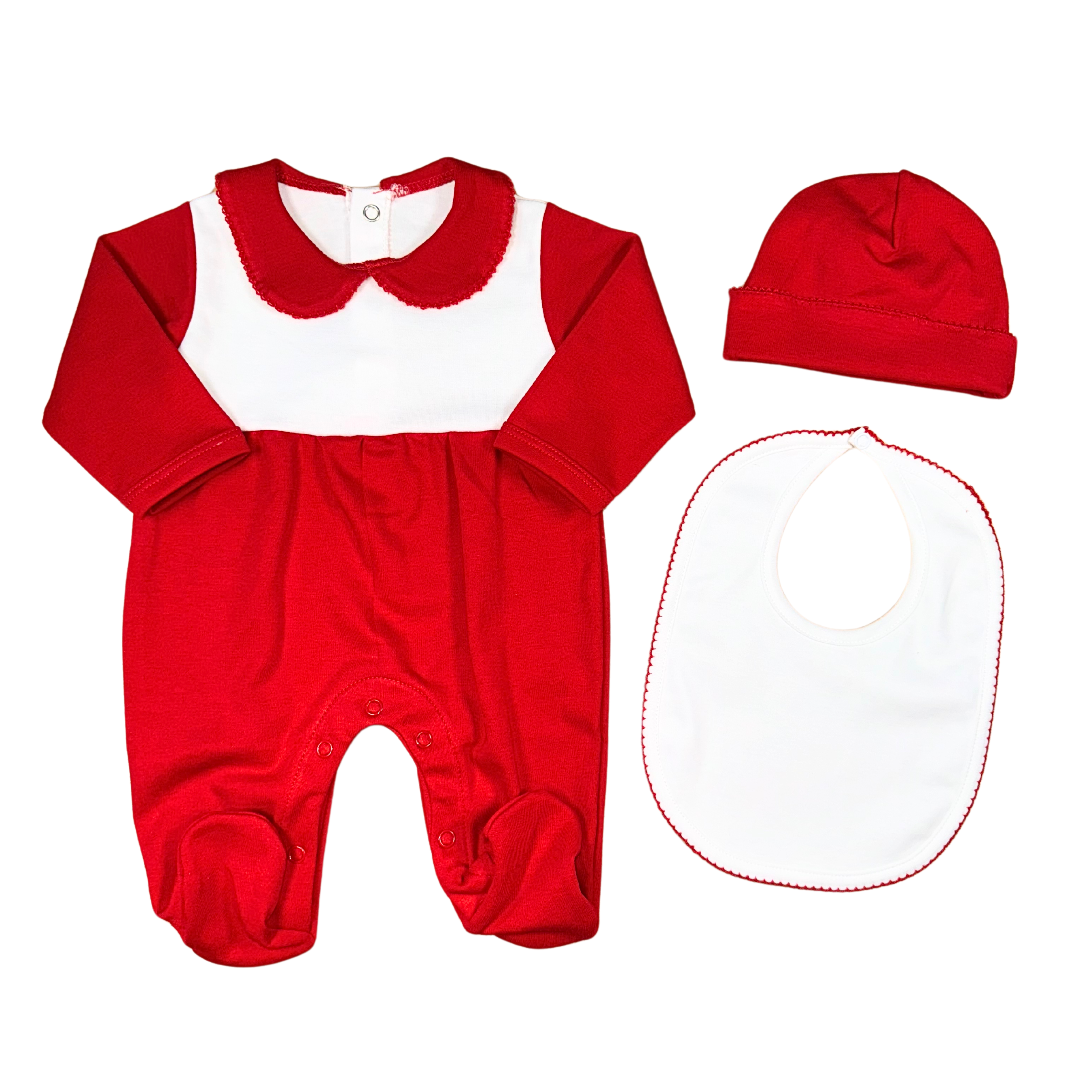 White & Red footie set