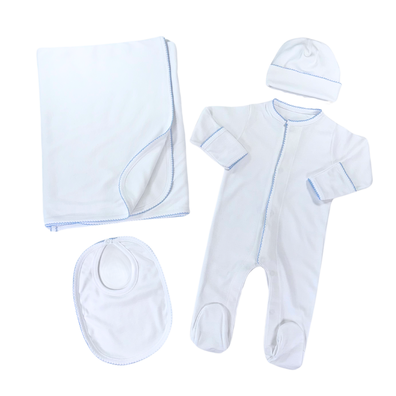 Baby blue & White footie set