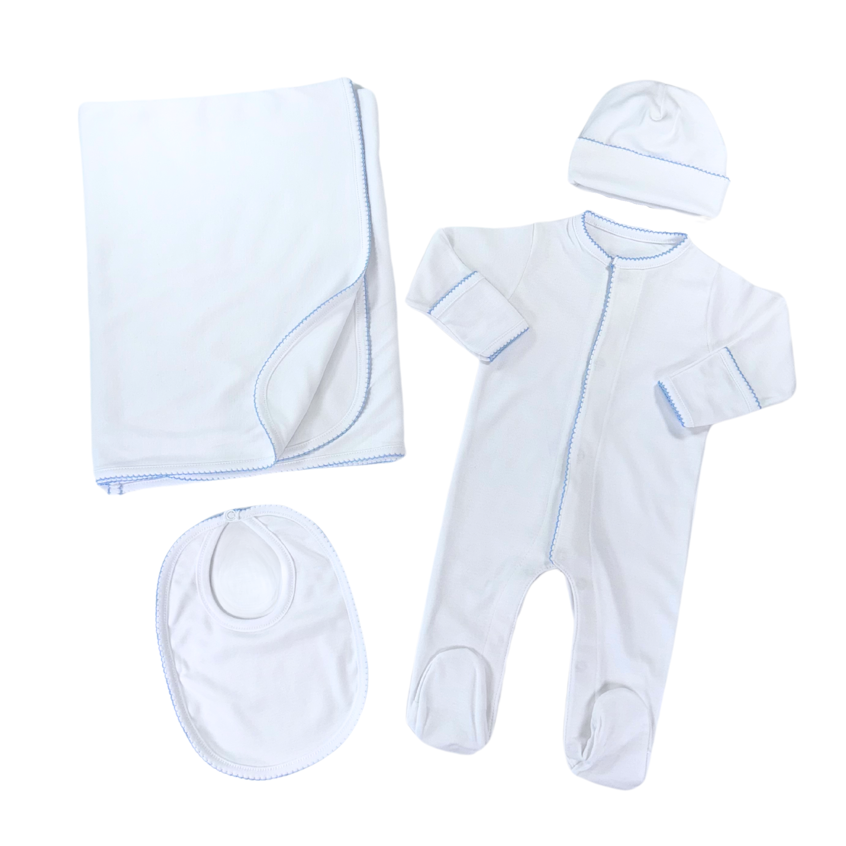 Baby blue & White footie set
