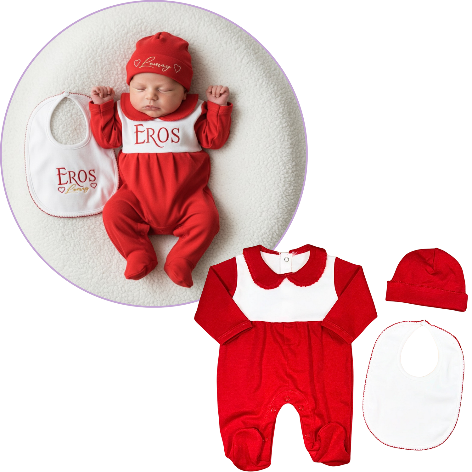 Red and white footie set