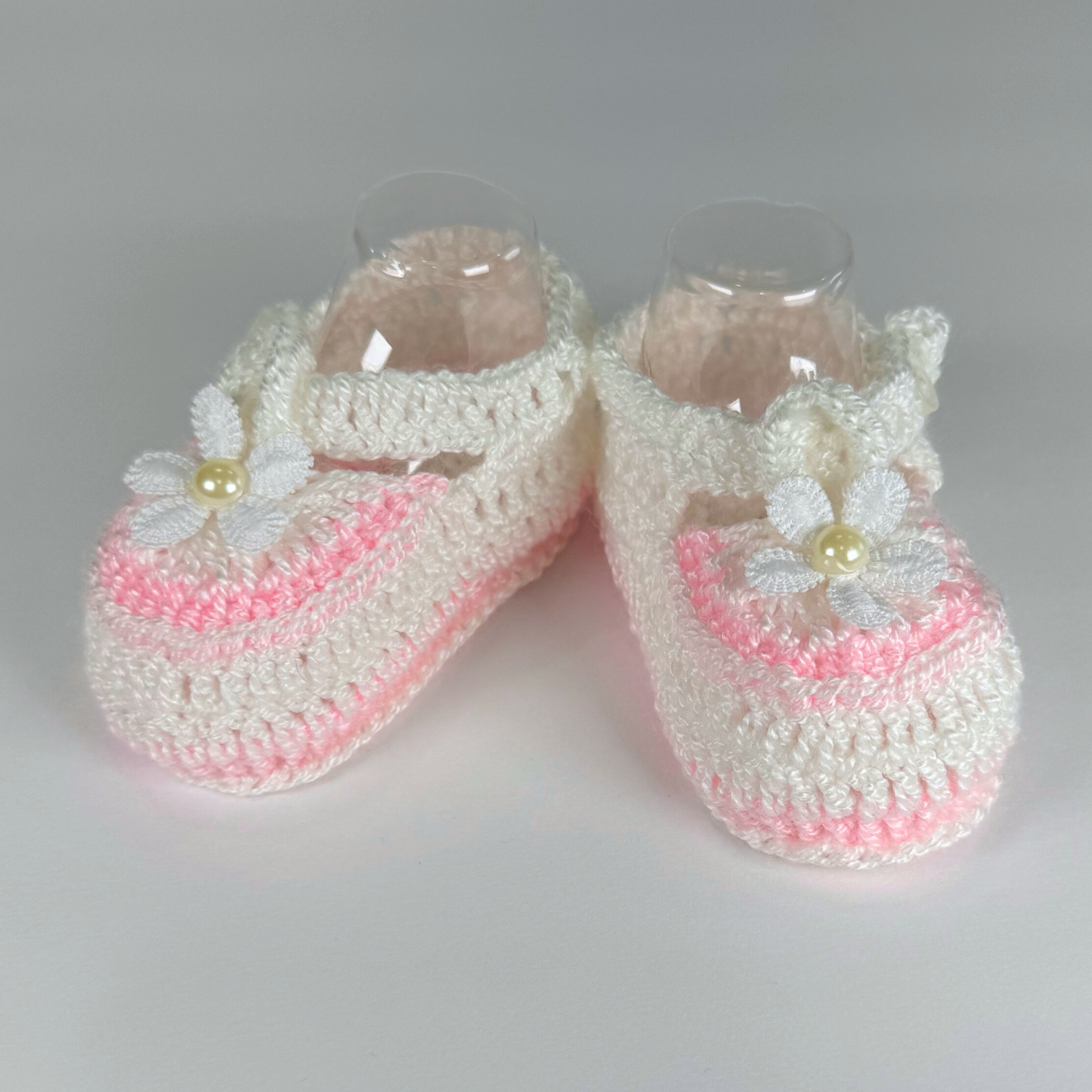 White & Pink Knit Shoes