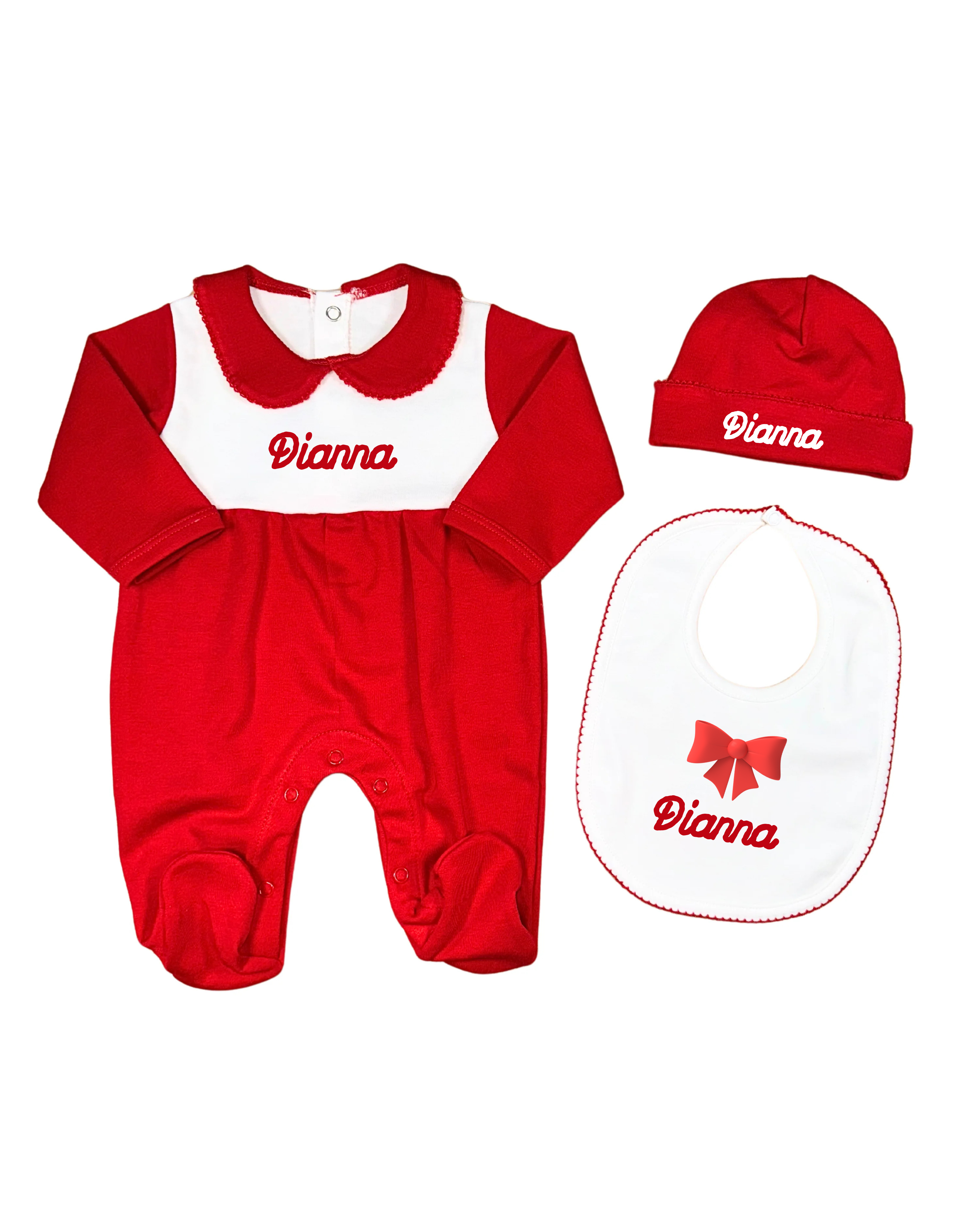 White & Red footie set