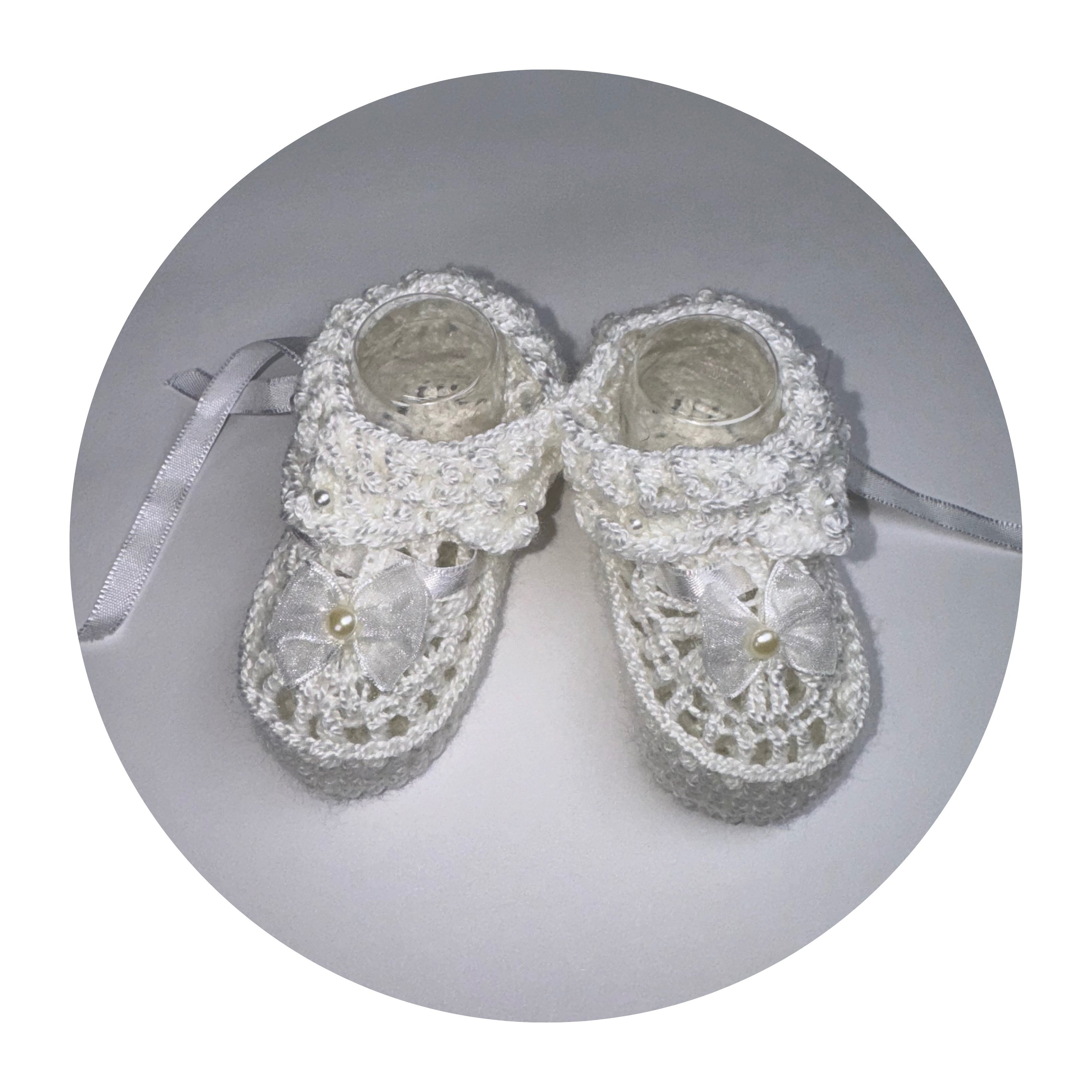 White with bow Knit Shoes