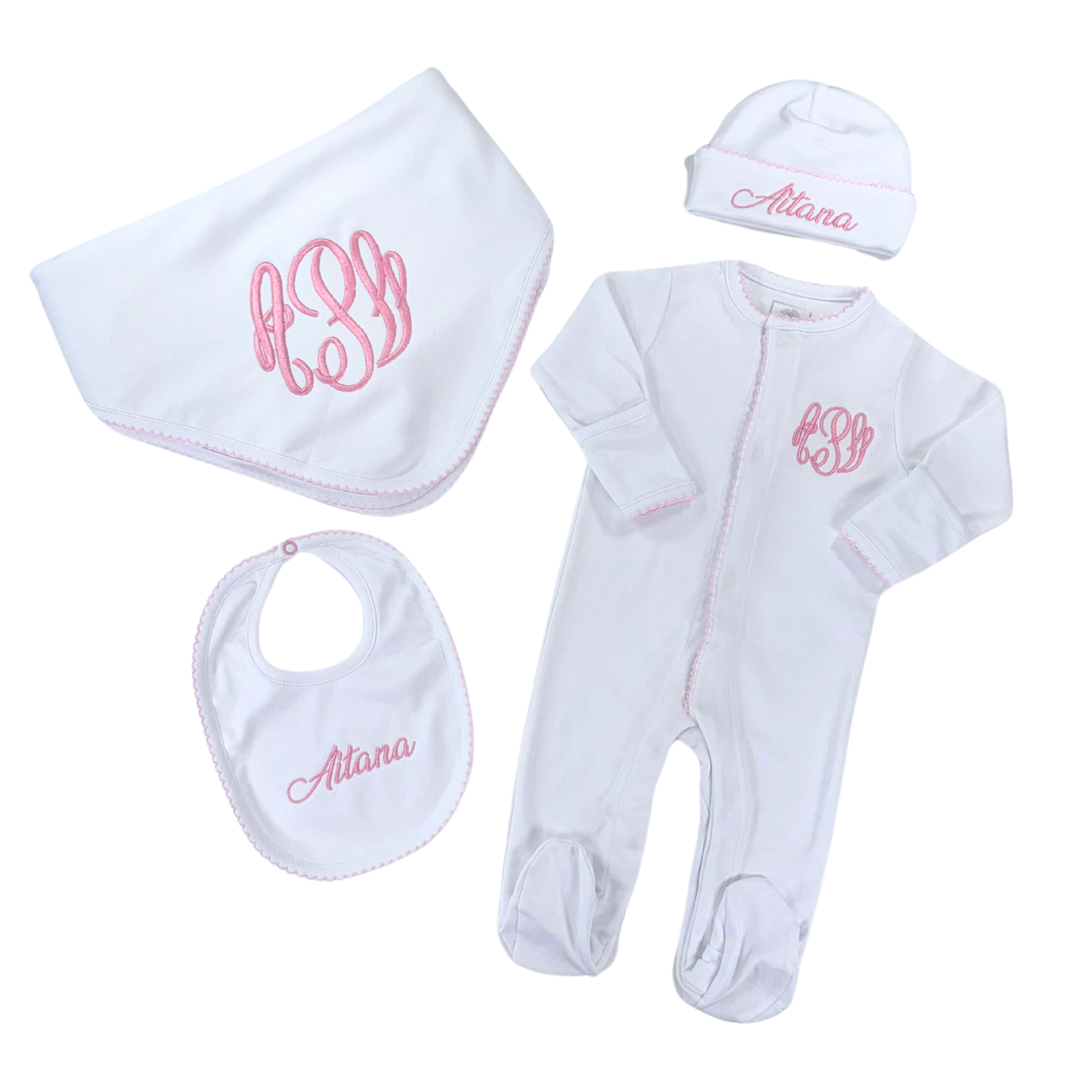 Pink & White footie set