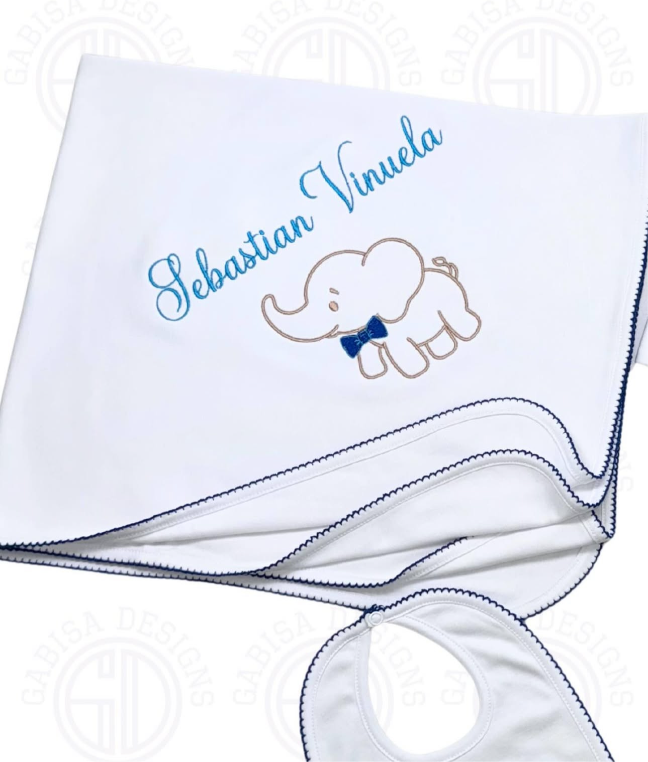 Navy blue &amp; White footie set