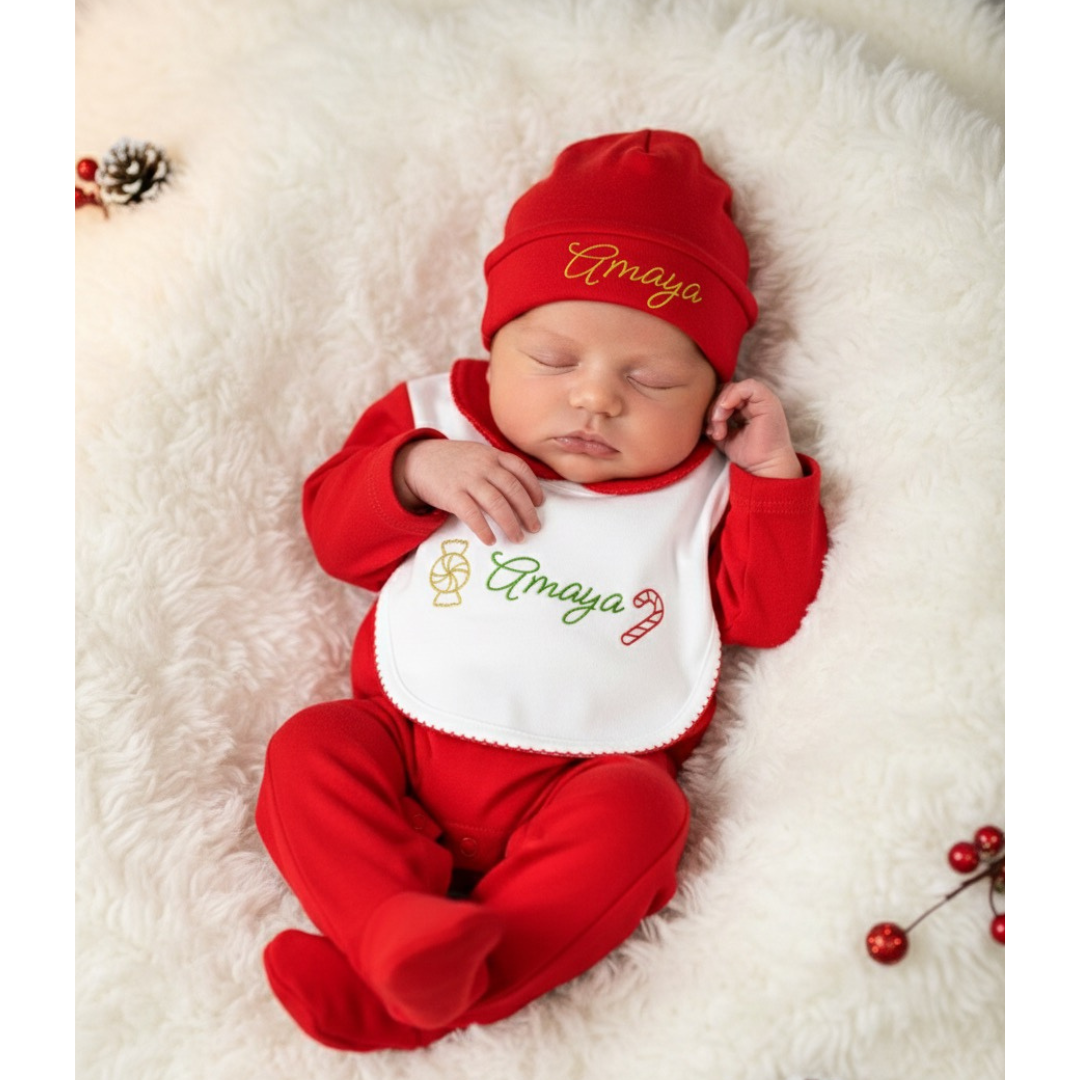 Christmas girl footie set