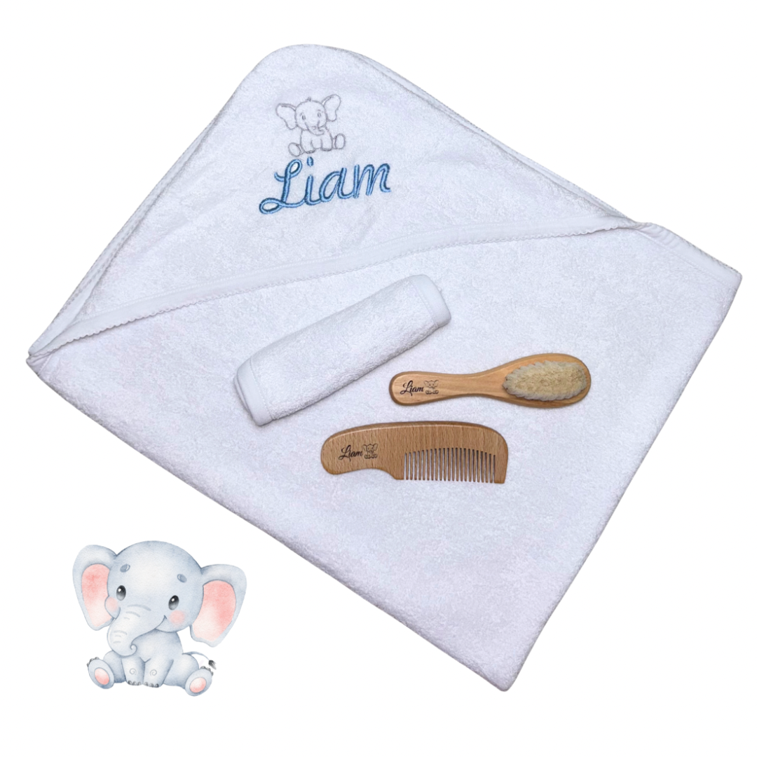 Baby Bath Set Towel &amp; Brush Hair