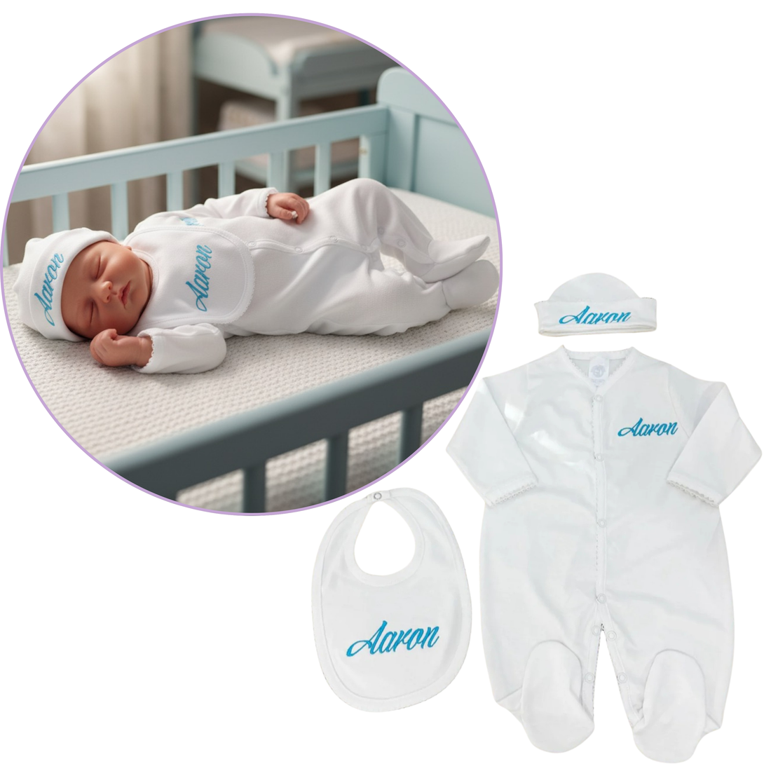 White Pima Cotton Baby Set