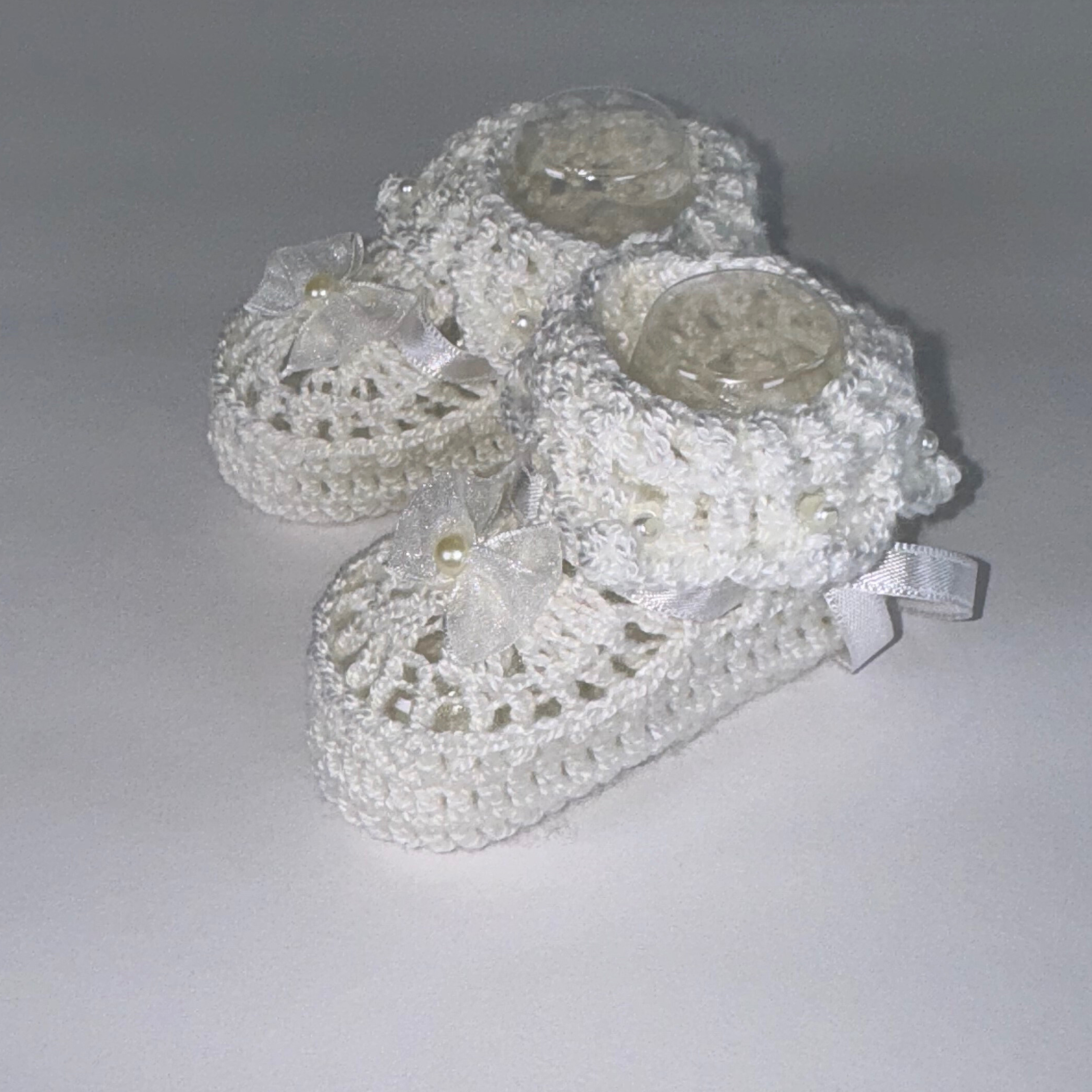 White with bow Knit Shoes