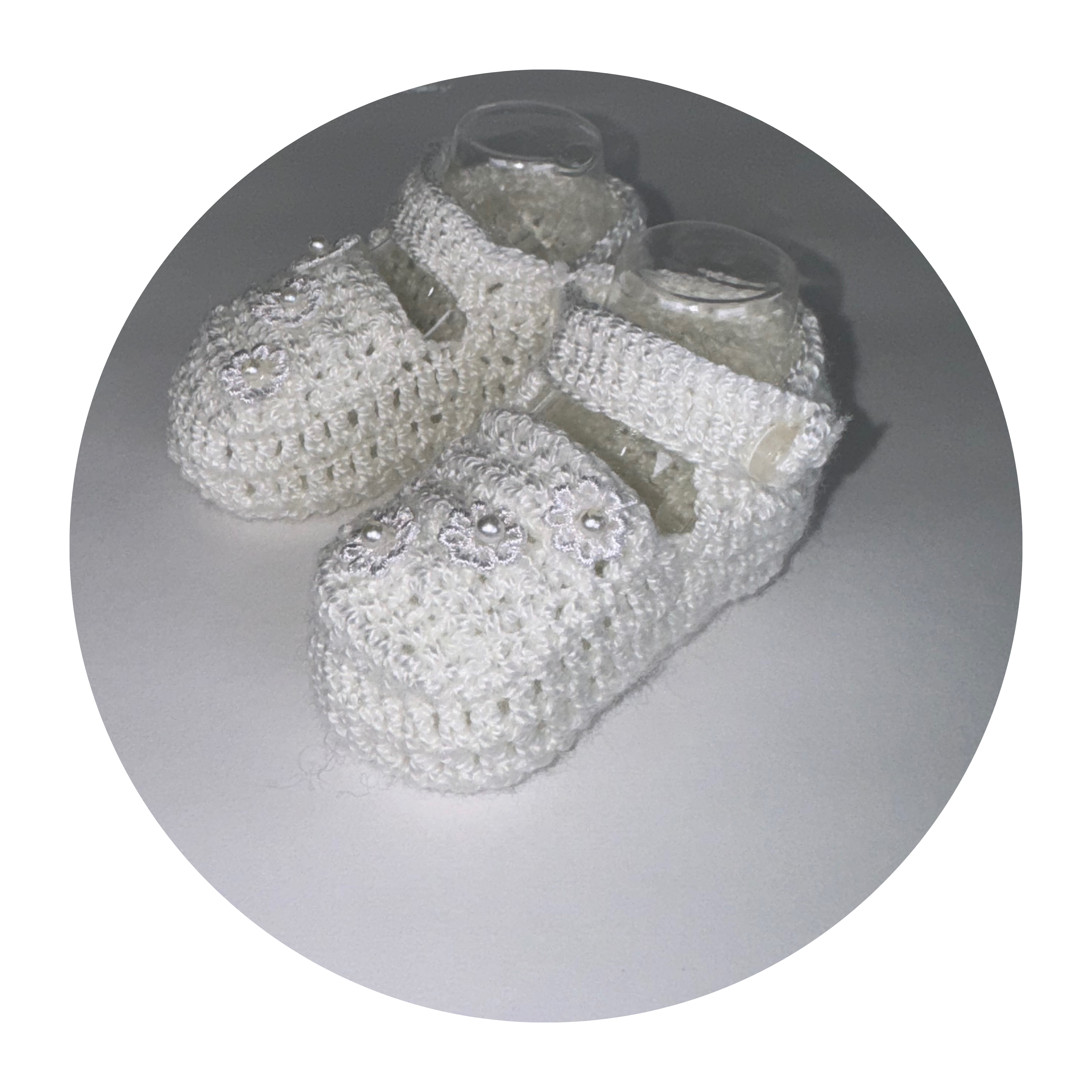 White flowers Knit Shoes