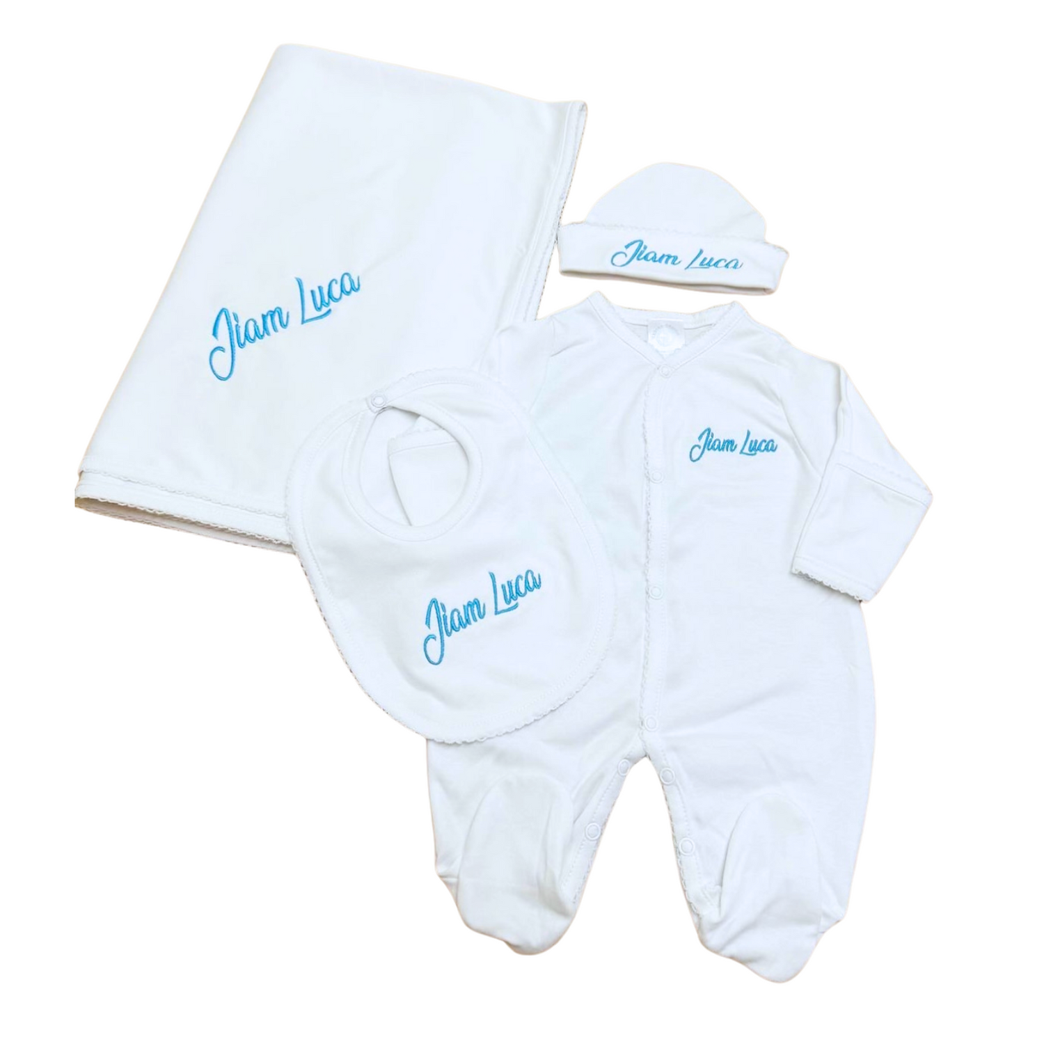 White Pima Cotton Baby Set