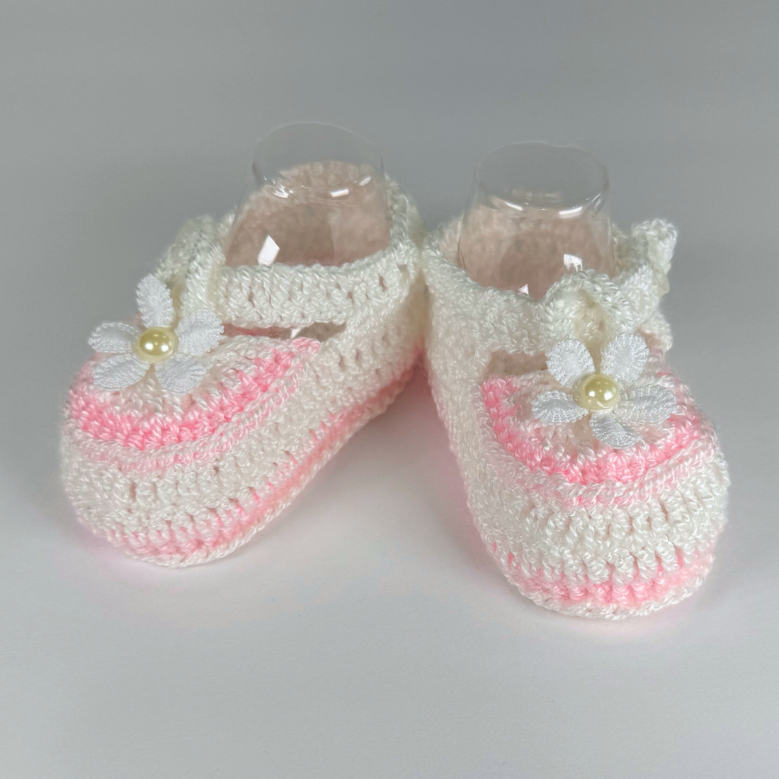 White & Pink Knit Shoes