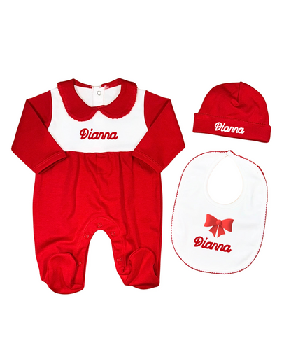White &amp; Red footie set