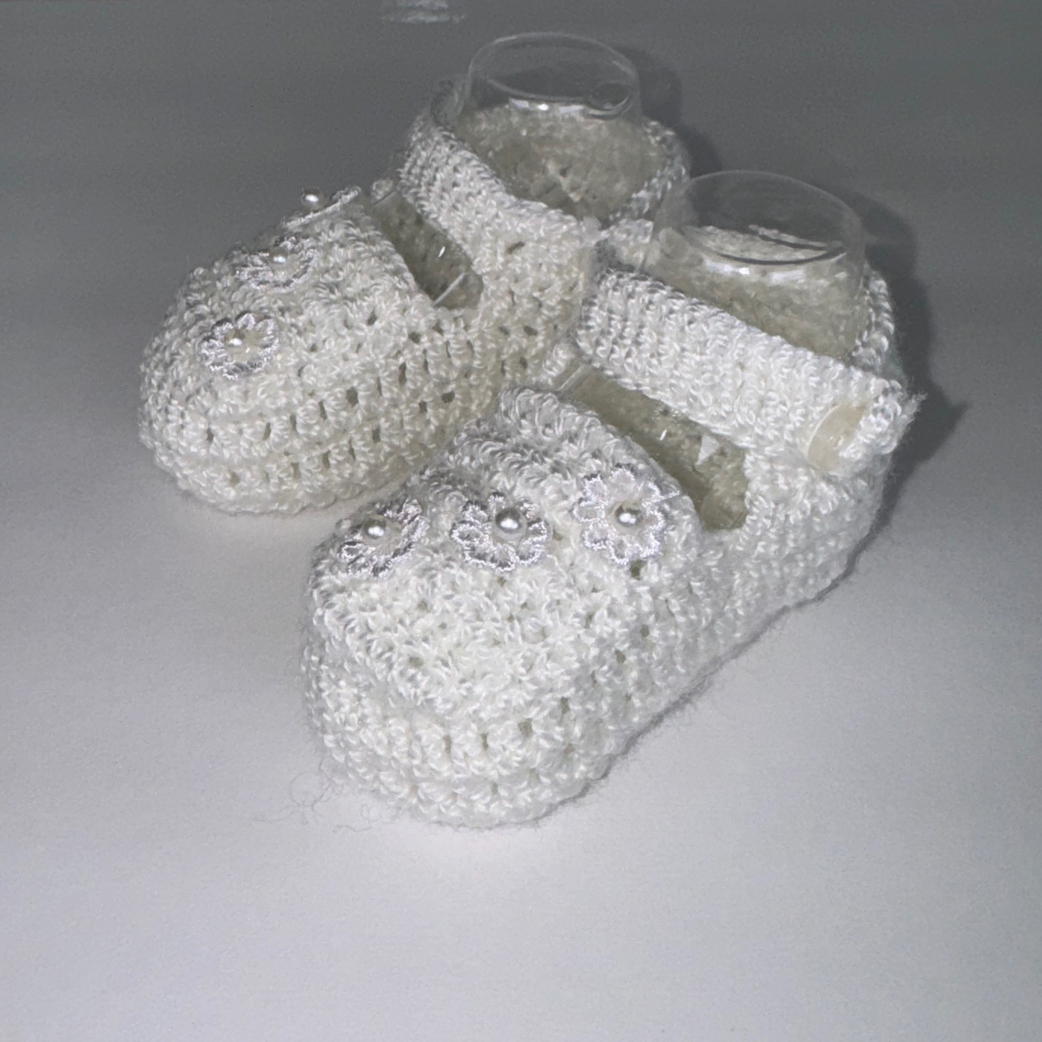 White flowers Knit Shoes
