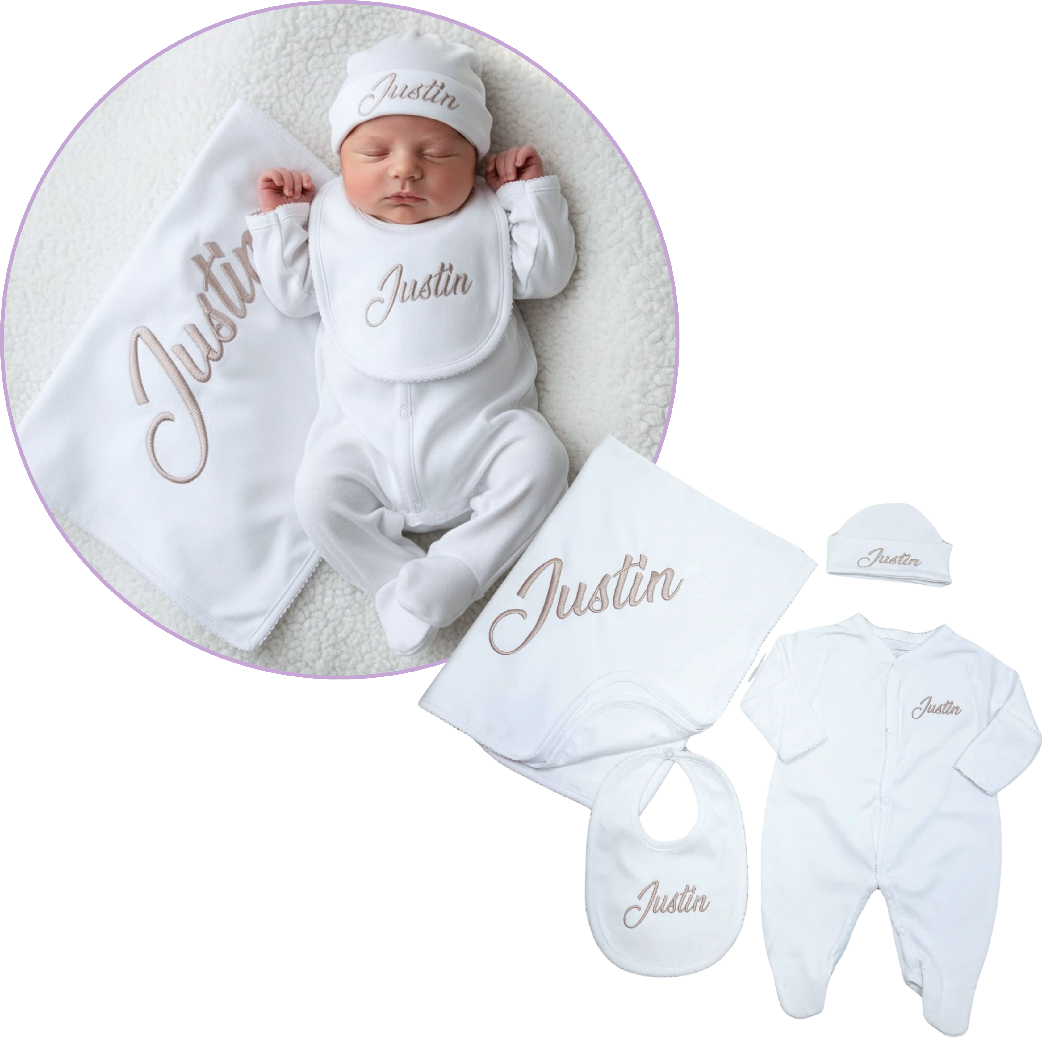 White Pima Cotton Baby Set