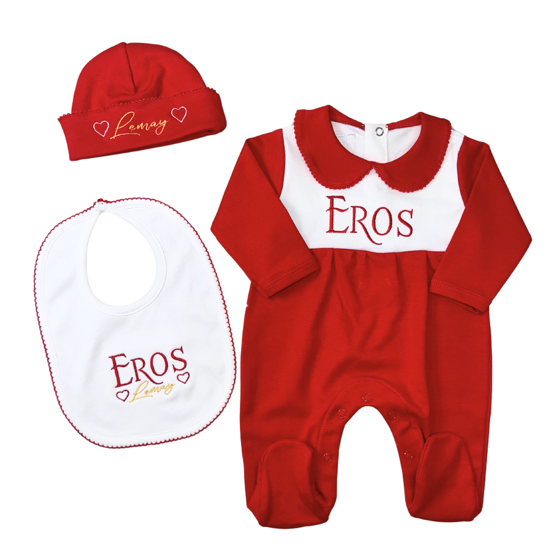 Red and white footie set