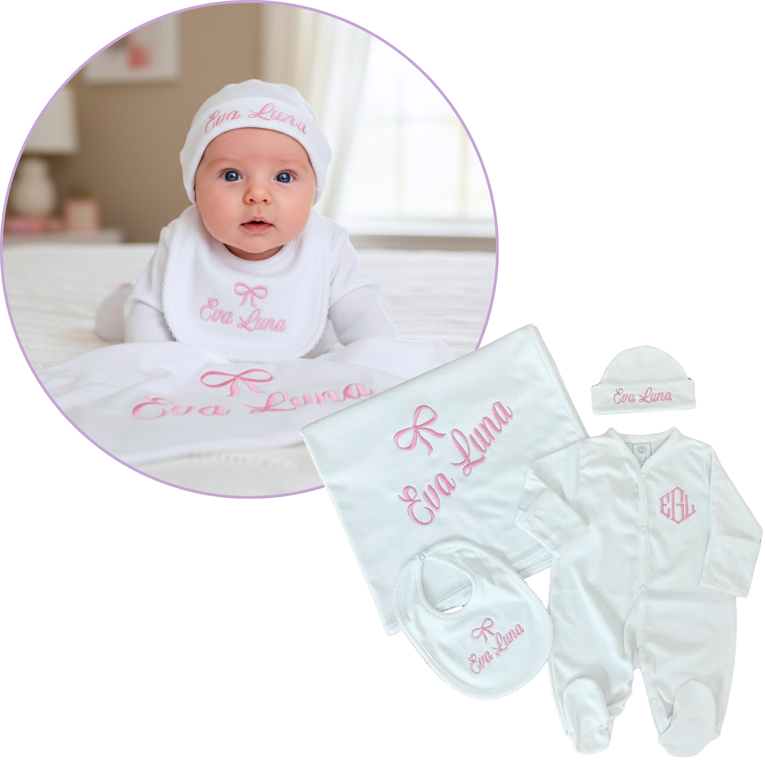 White Pima Cotton Baby Set